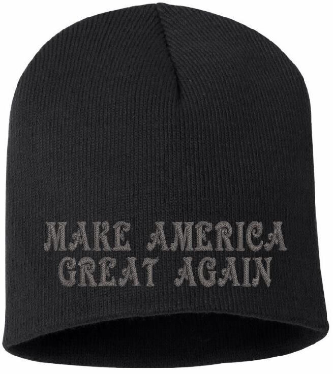 Trump 2024 Winter Hat Victorin Font MAKE AMERICA GREAT Winter Cuff or Beanie Hat