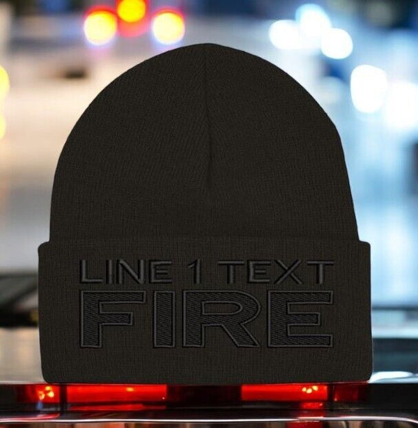 Firefighter Winter Hat - Customizable "FIRE STYLE" Blackout Black WINTER Hat