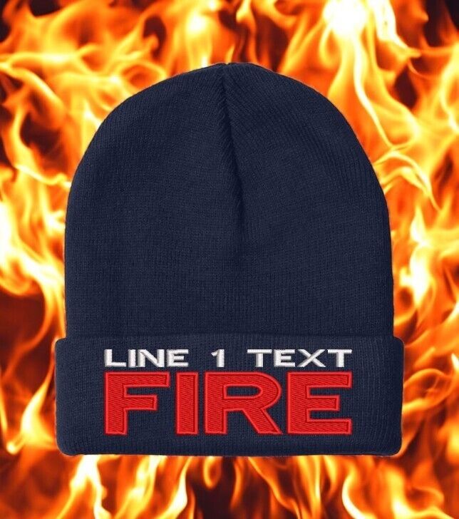 Firefighter Winter Hat - Customizable "FIRE STYLE" Navy Blue Cuff Winter Hat