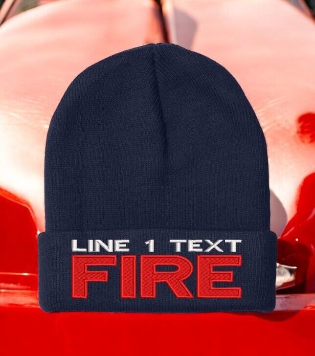 Firefighter Winter Hat - Customizable "FIRE STYLE" Navy Blue Cuff Winter Hat