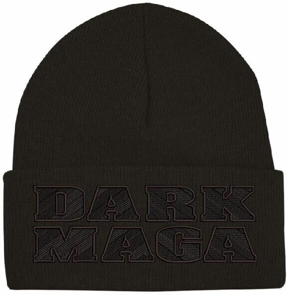 Trump 2024 DARK MAGA CHEVRON STYLE BLACKOUT Black Winter Hat - Black Cuff Beanie