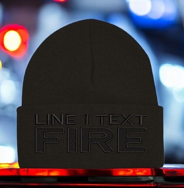 Firefighter Winter Hat - Customizable "FIRE STYLE" Blackout Black WINTER Hat