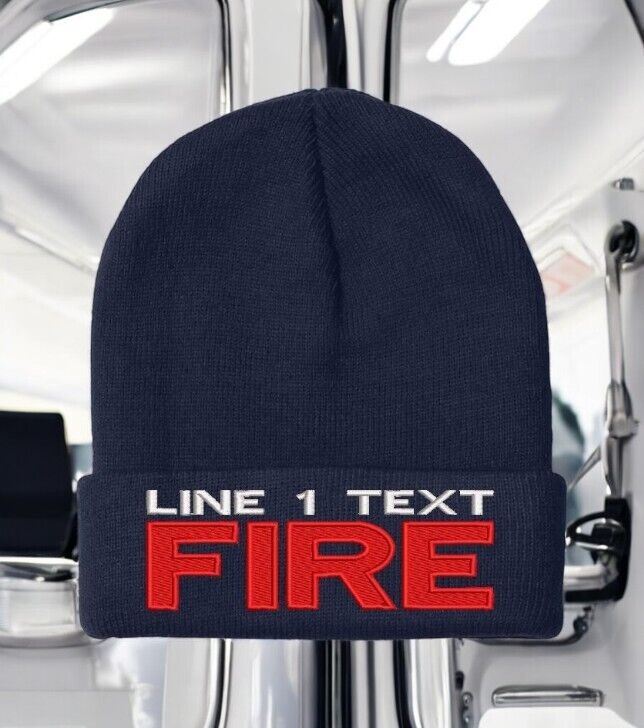 Firefighter Winter Hat - Customizable "FIRE STYLE" Navy Blue Cuff Winter Hat