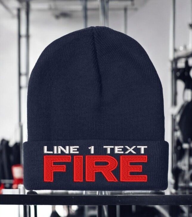 Firefighter Winter Hat - Customizable "FIRE STYLE" Navy Blue Cuff Winter Hat