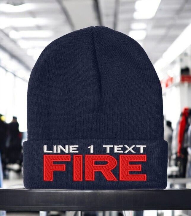 Firefighter Winter Hat - Customizable "FIRE STYLE" Navy Blue Cuff Winter Hat