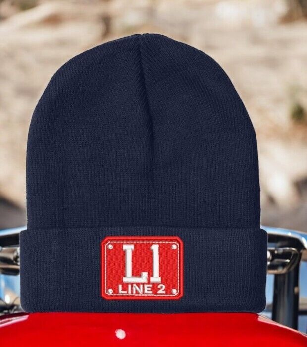 Firefighter Winter Hat - Customizable "L1 CUSTOM  BADGE" Navy Cuff Winter Hat