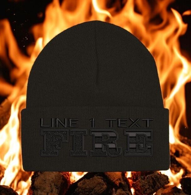 Firefighter Winter Hat - Customizable "USA FIRE STYLE" Blackout Black WINTER Hat