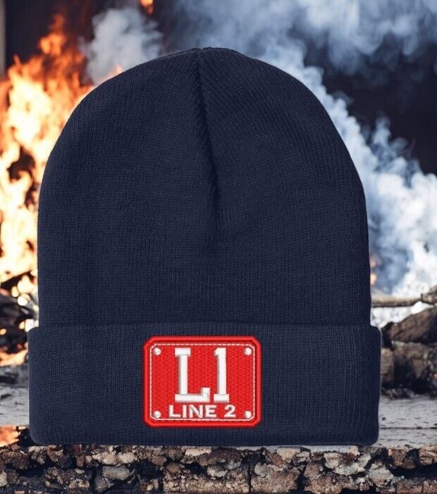 Firefighter Winter Hat - Customizable "L1 CUSTOM  BADGE" Navy Cuff Winter Hat