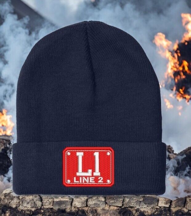 Firefighter Winter Hat - Customizable "L1 CUSTOM  BADGE" Navy Cuff Winter Hat