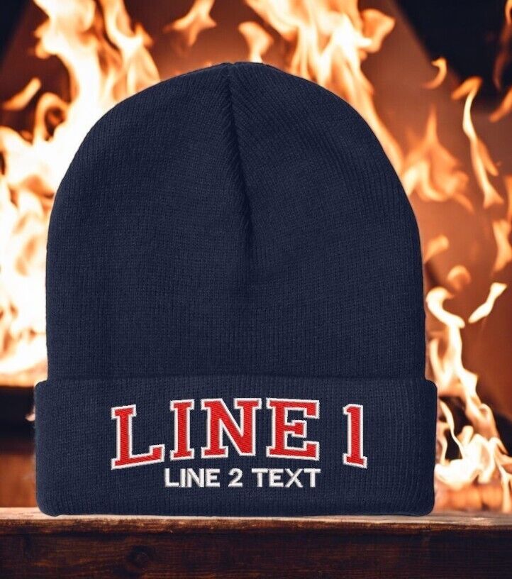 Firefighter Winter Hat - Customizable "CHICAGO STYLE ARCH" Navy Cuff Winter Hat