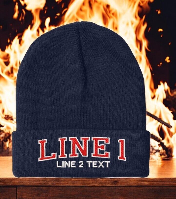 Firefighter Winter Hat - Customizable "CHICAGO STYLE ARCH" Navy Cuff Winter Hat