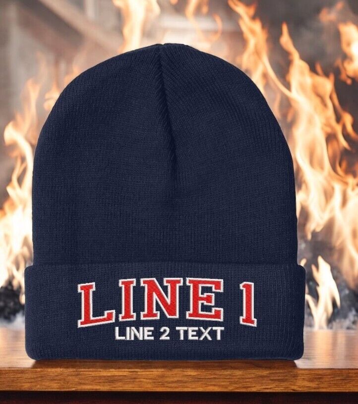 Firefighter Winter Hat - Customizable "CHICAGO STYLE ARCH" Navy Cuff Winter Hat