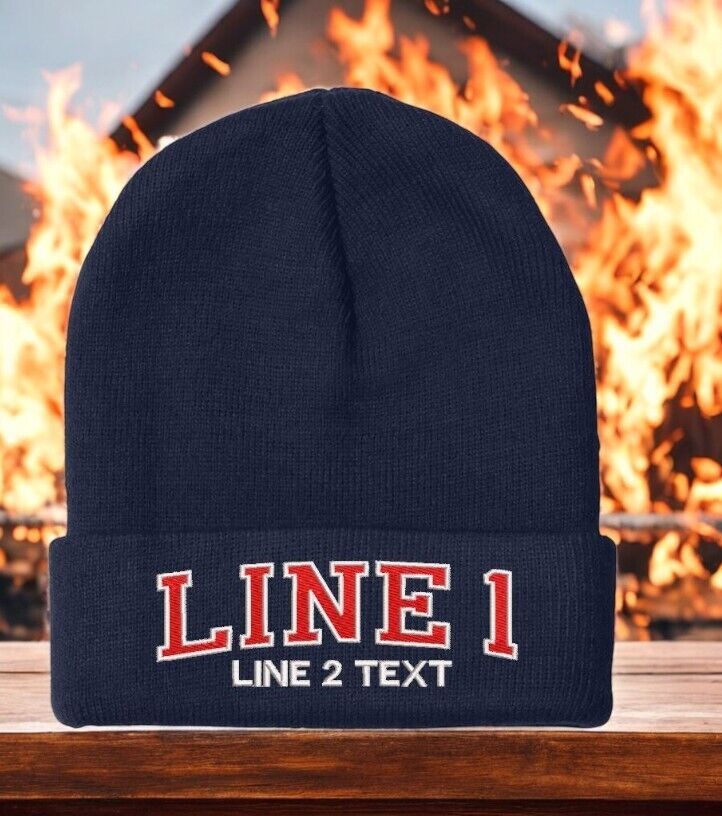 Firefighter Winter Hat - Customizable "CHICAGO STYLE ARCH" Navy Cuff Winter Hat