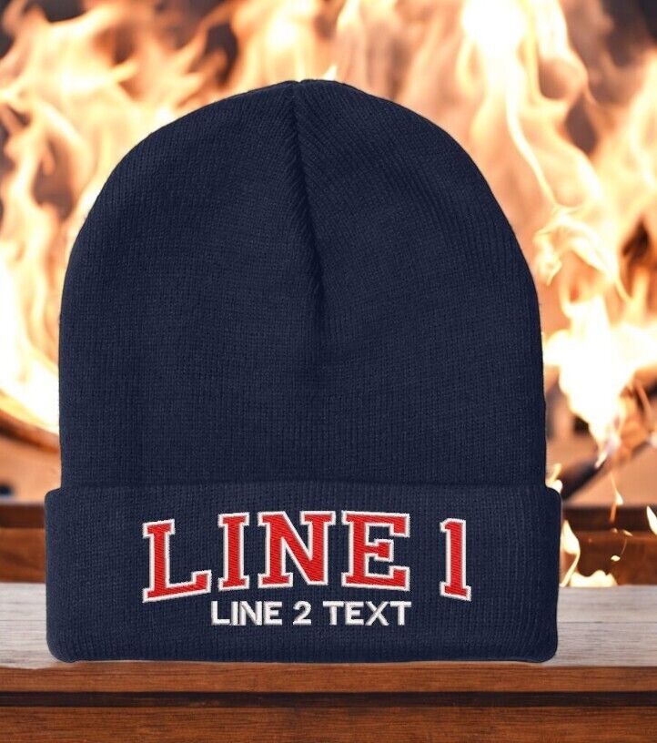 Firefighter Winter Hat - Customizable "CHICAGO STYLE ARCH" Navy Cuff Winter Hat