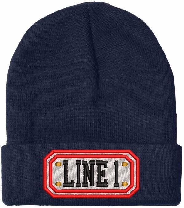 Firefighter Winter Hat - Customizable "LONG BADGE STYLE" Navy Cuff Winter Hat