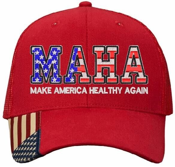 Make America Healthy Again MAHA RED Hat - Embroidered USA MAHA Adj. Mesh Back