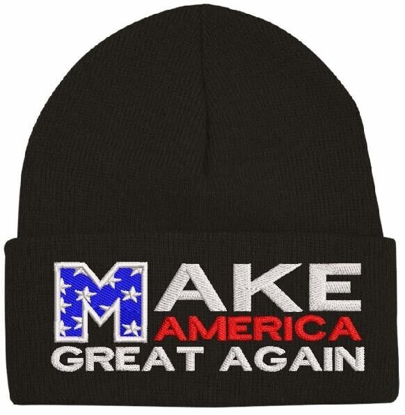 Trump Hat - Make America Great Again Winter Black Flip Cuff Beanie Winter Hat