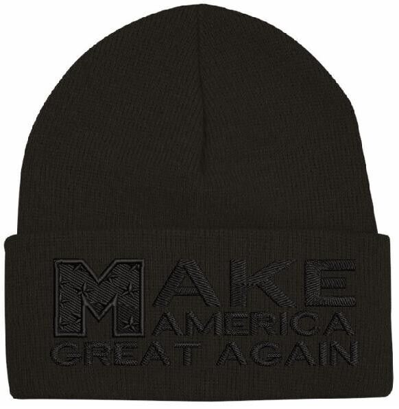 Trump Hat - Make America Great Again Winter Black Flip Cuff Beanie BLACKOUT HAT