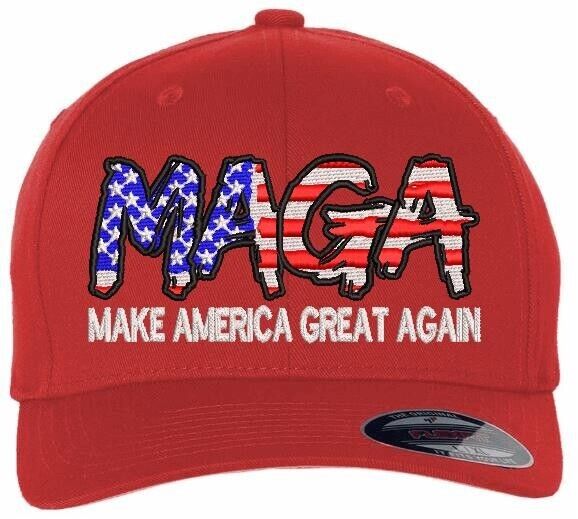 Trump Hat Make America Great Again Script Style Flex Fit RED Trump 2024 Hat