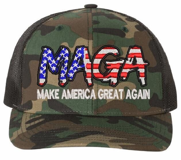 Trump Hat Make America Great Again Script Style Richarardson Camouflage Hat