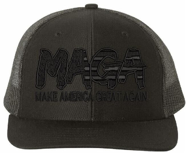 Trump Hat Make America Great Again Script Style Richar. 112 BLACKOUT Trump Hat