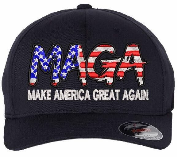 Trump Hat Make America Great Again Script Style Flex Fit NAVY BLUE Trump Hat