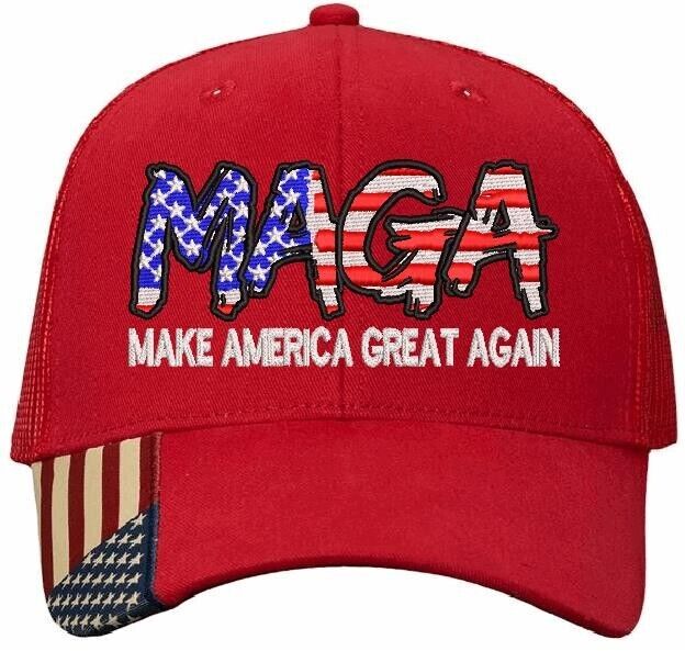 Trump Hat Make America Great Again Script Style Embroidered AM350S Adj. Hat