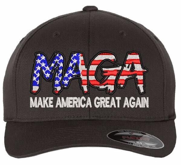 Trump Hat Make America Great Again Script Style Flex Fit DARK GRAY Trump Hat