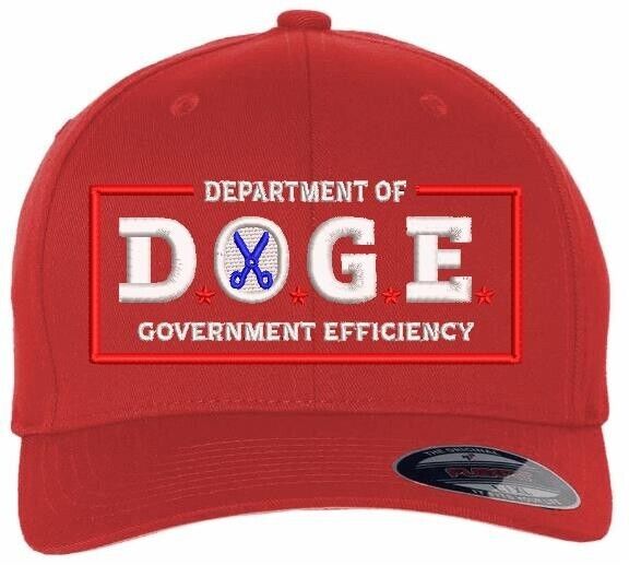 Trump 2024 Elon Musk DOGE efficiency Embroidered RED Flex fit Hat