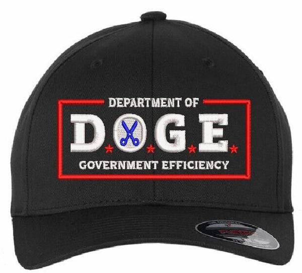 DOGE Hat Department of Government Efficiency Embroidered Flex Fit BLACK HAT