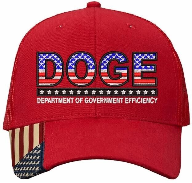 USA DOGE Hat Trump 2024 Elon Musk Efficiency Embroidered Mesh Back AM350