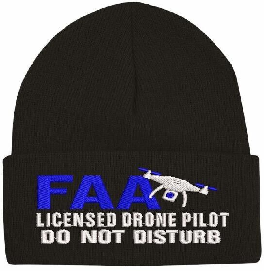 Drone Pilot Hat Embroidered Drone Aircraft Pilot Drone Winter Hat Cuff or Beanie