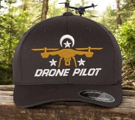 Drone Operator Hat  Drone Pilot Embroidered Flex Fit DARK GRAY Hat Drone Hat