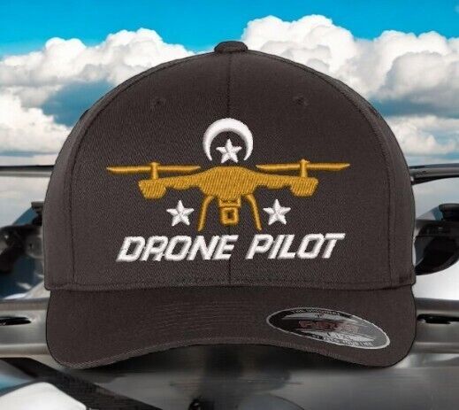 Drone Operator Hat  Drone Pilot Embroidered Flex Fit DARK GRAY Hat Drone Hat