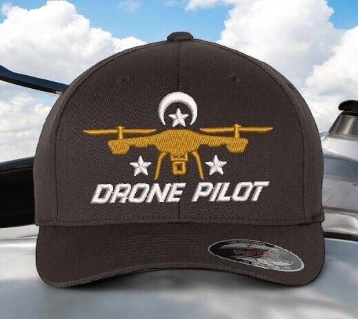 Drone Operator Hat  Drone Pilot Embroidered Flex Fit DARK GRAY Hat Drone Hat