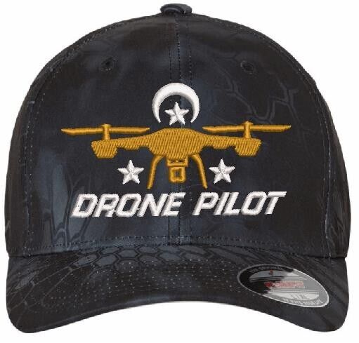 Drone Operator Hat  Drone Pilot Embroidered Flex Fit Black Multicam Drone Hat