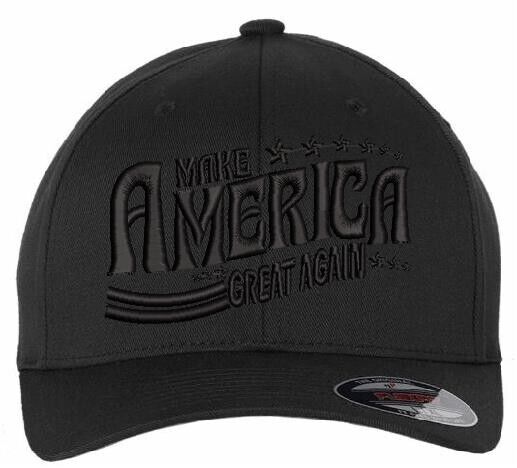 Trump 2024 Hat Make America Great Again Arched Design Flex Fit hat w/ Back Flag