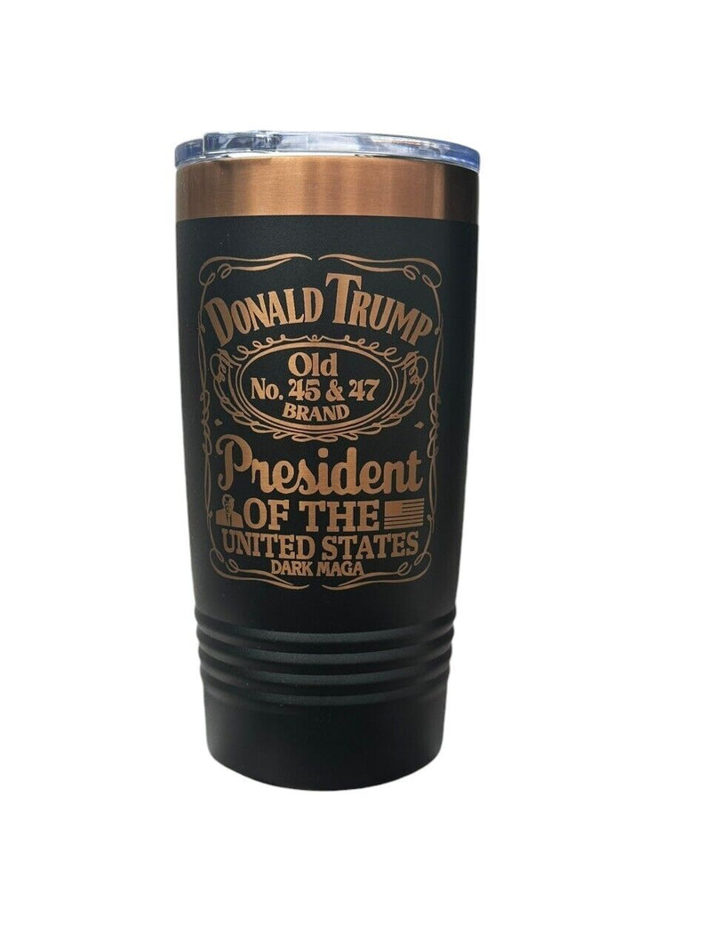 Trump 45-47 Commemorative Vintage Label Collector's 20oz Rose Gold Engraved cup