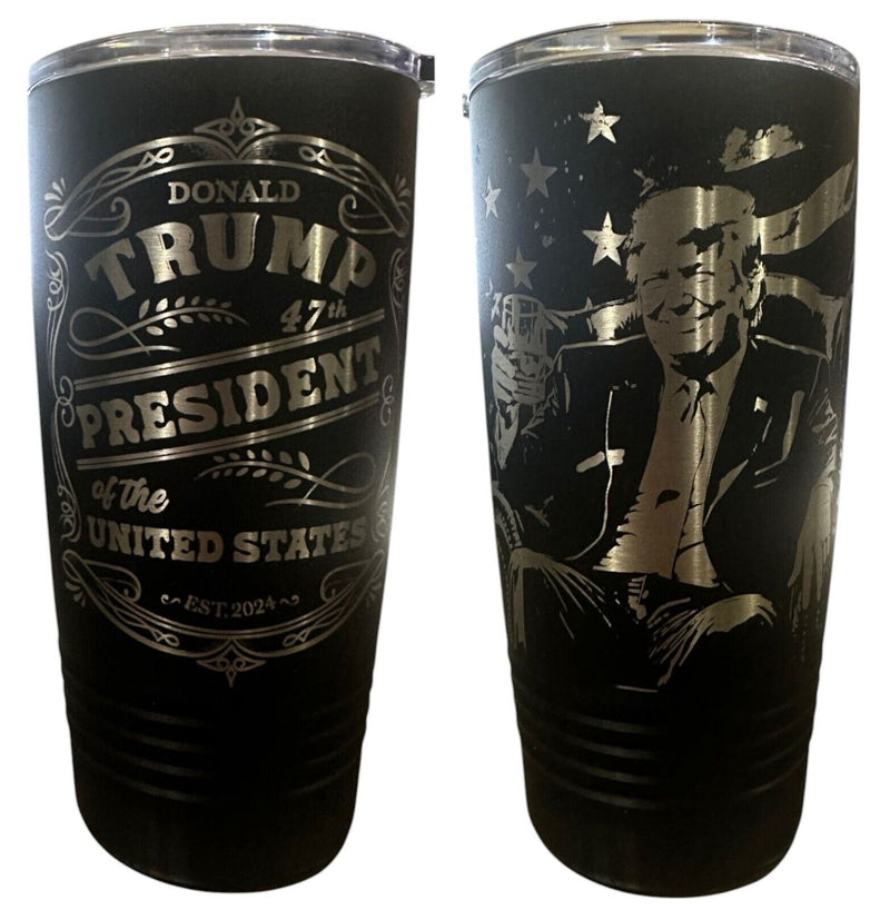 Trump 2024 Tumbler 20oz Stainless Steel 2 Sided Sitting Trump Engraved Tumbler