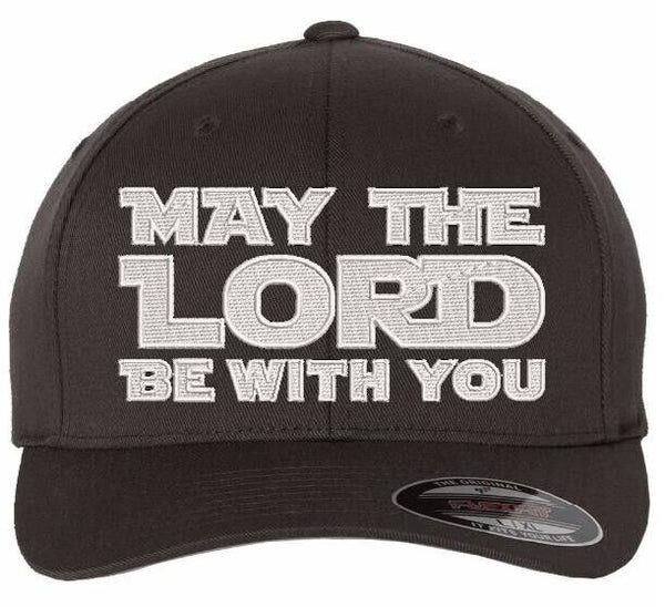 Jesus is my savior "May The LORD Be With You" Embroidered Flex Hat w/ WHITE Emb.