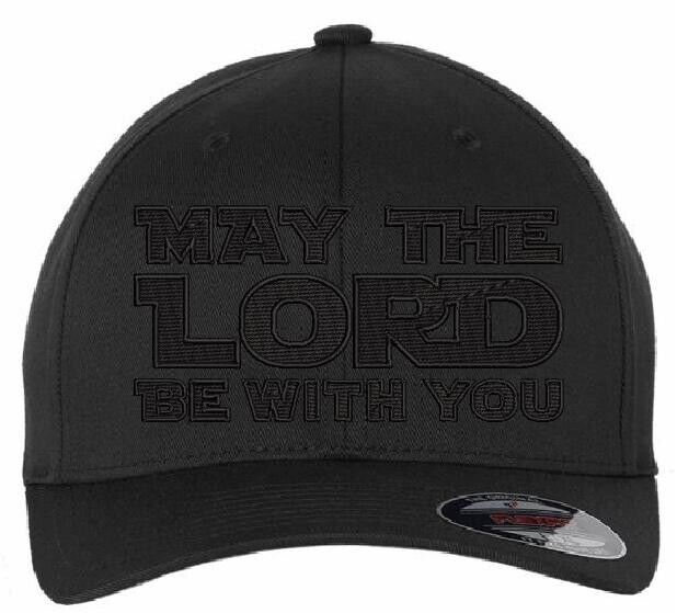 Jesus is my savior "May The LORD Be With You" Embroidered Fitted Hat BLACK Emb.