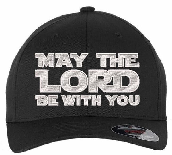 Jesus is my savior "May The LORD Be With You" Embroidered Fitted Hat WHITE Emb.