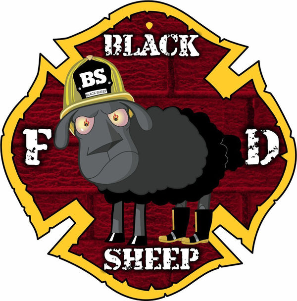 Firefighter Decal Black Sheep Firefighter Maltese Cross Window/Helmet Decal