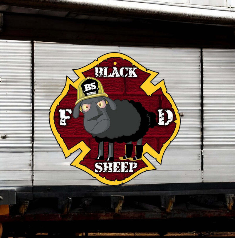 Firefighter Decal Black Sheep Firefighter Maltese Cross Window/Helmet Decal