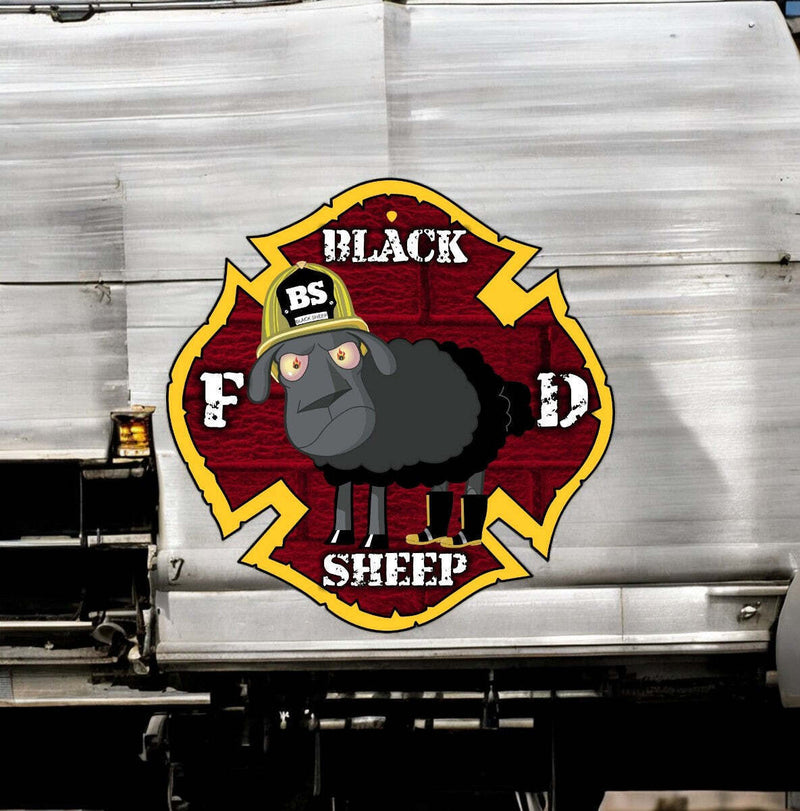 Firefighter Decal Black Sheep Firefighter Maltese Cross Window/Helmet Decal