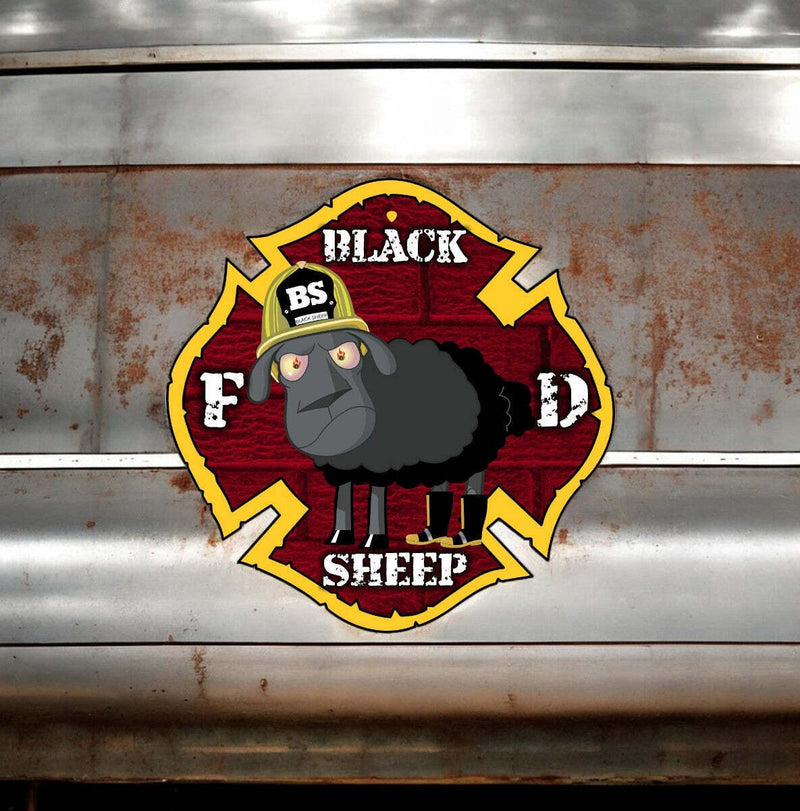 Firefighter Decal Black Sheep Firefighter Maltese Cross Window/Helmet Decal