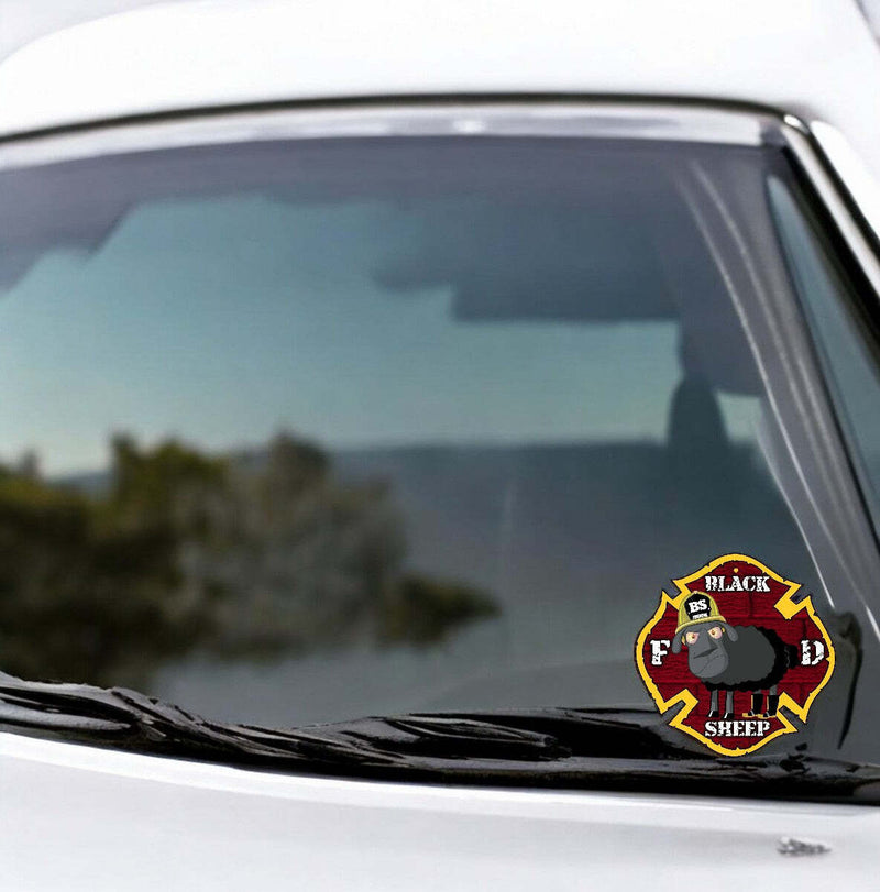 Firefighter Decal Black Sheep Firefighter Maltese Cross Window/Helmet Decal