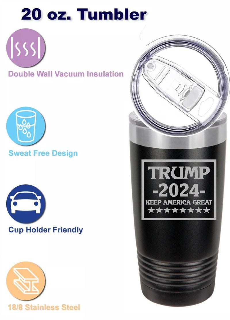 Trump 2024 20oz – 2 Sided Lasered Engraved Tumbler Trump 2024 Trump Sitting Cup