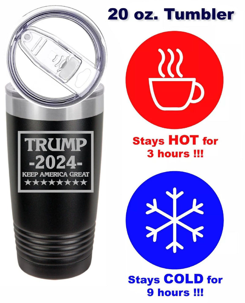 Trump 2024 20oz – 2 Sided Lasered Engraved Tumbler Trump 2024 Trump Sitting Cup