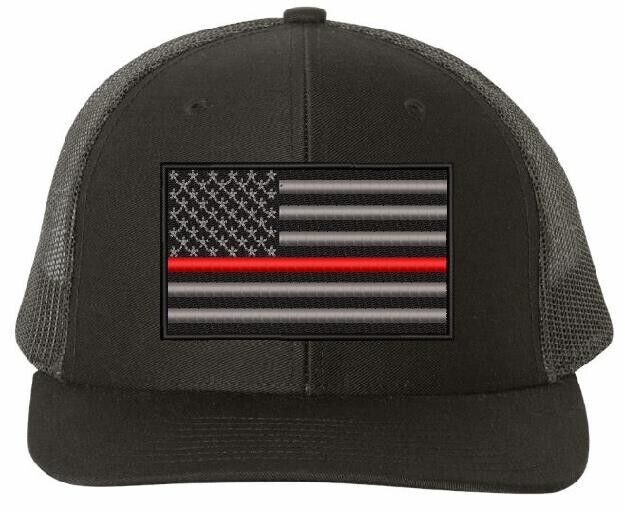 Firefighter Hat - Thin Red Line Flag Embroidered Richardson 112 Adjustable hat